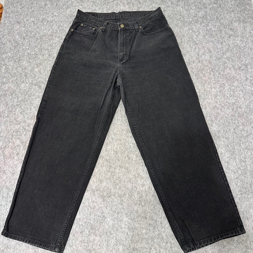 Vintage LL Bean Jeans Womens 16P Black Denim Straight Leg High Rise 100%‎ Cotton